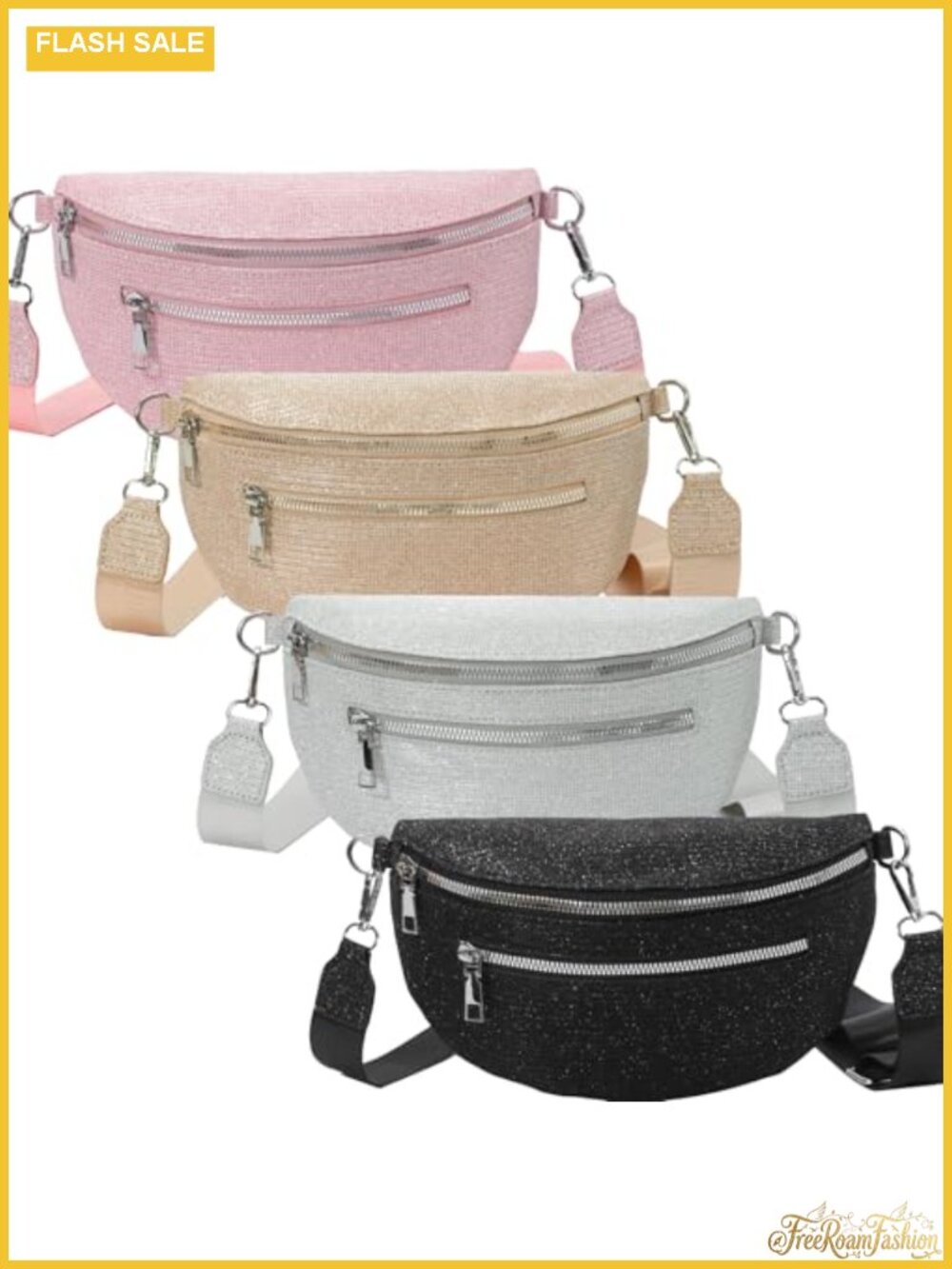 Glitter Crossbody Bag Convertible Fanny Pack Waist Purse Zipper